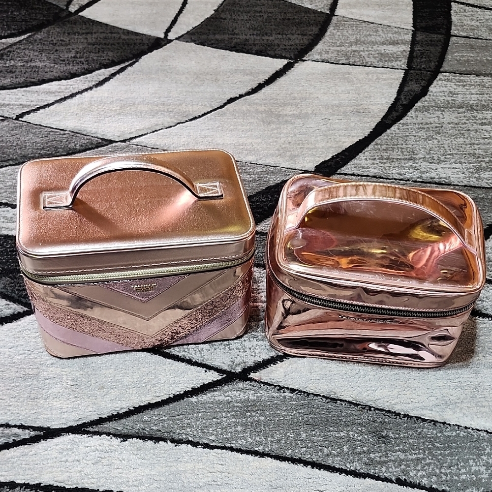 VICTORIA SECRET ROSE GOLD VANITY/TRAVEL ORGANIZER CASES BUNDLE